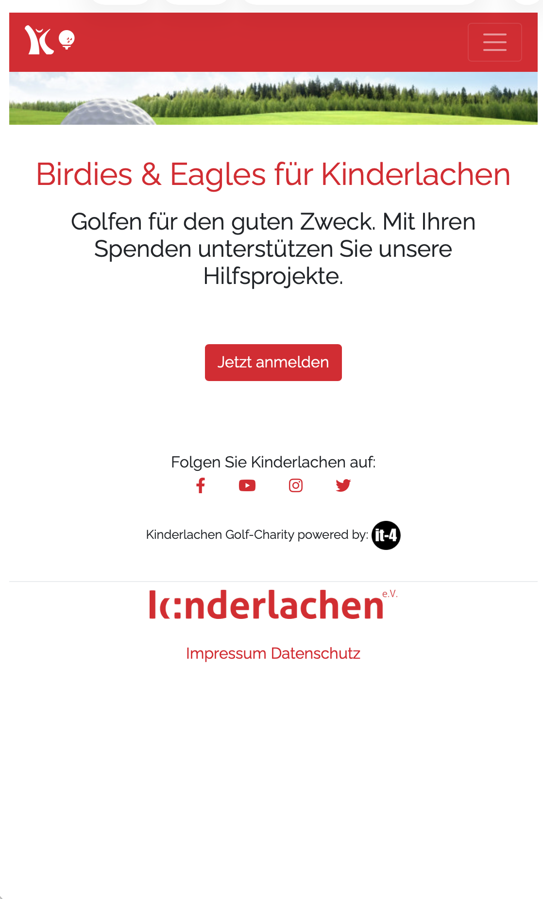 Kinderlachen Golf-App Landingpage